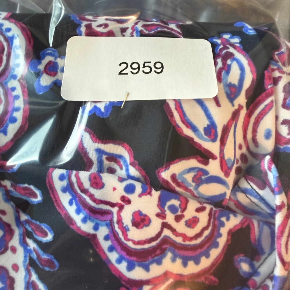 Swim Solutions Bow Front Swim Dress Womens 10‎ Black Multi Paisley Floral 807095 - Picture 8 of 8